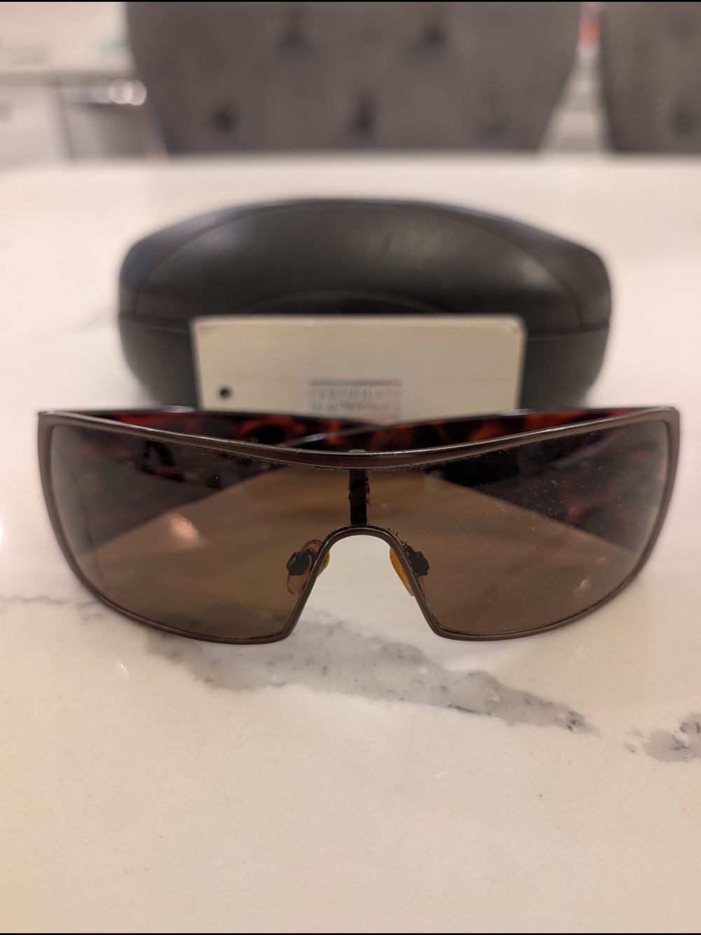 Armani Exchange Shield Sunglasses with Tortoise Temples With Case